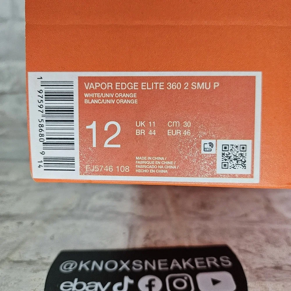 Nike Vapor Edge Elite 360 2 Clemson Tigers Football Cleats FJ5746-108 Size 12
